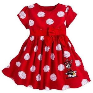 Disney Parks Aunthentic Red with White Polka Dot Minnie Dress 18 M Baby Dress